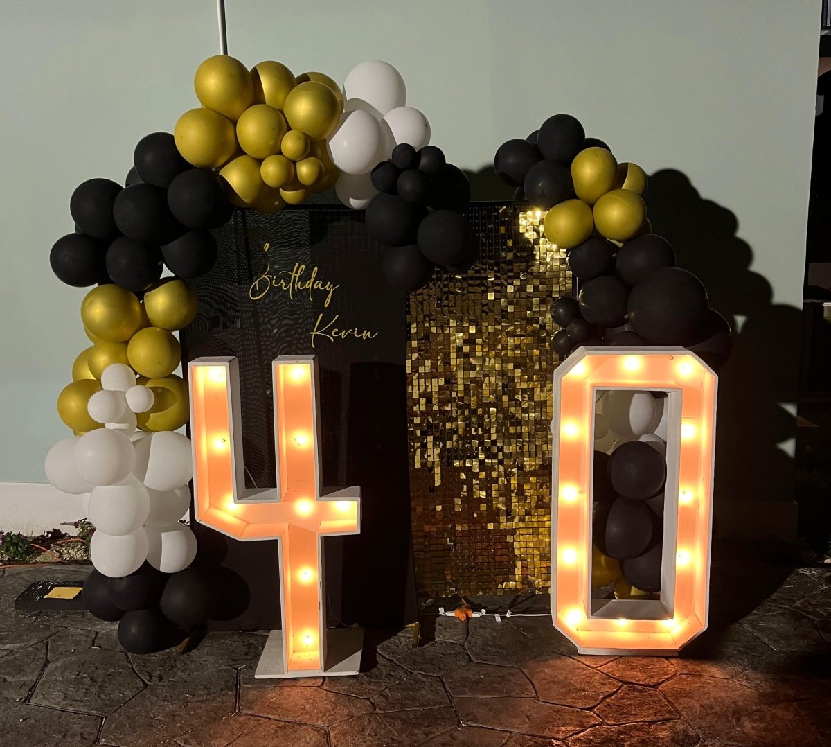 6.5ft Balloon arch with Simmer Wall and Balloons - Savoury Luxury Events