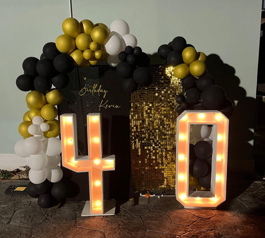 6.5ft Balloon arch with Simmer Wall and Balloons - Savoury Luxury Events