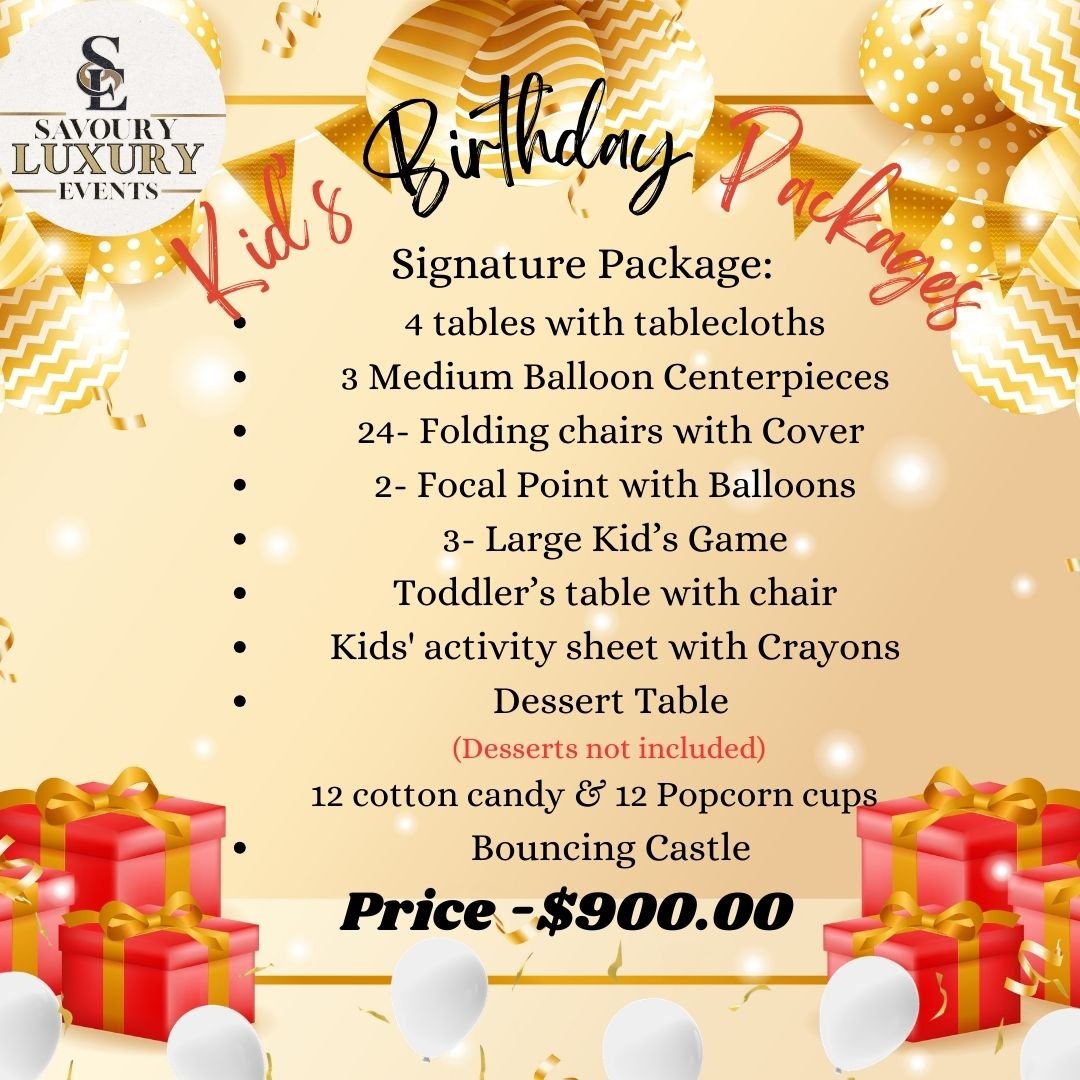 Kid's Birthday Package: Signature - Savoury Luxury Events