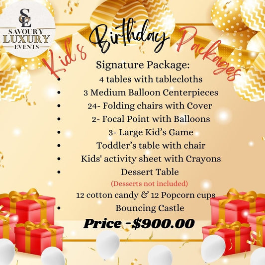 Kid's Birthday Package: Signature - Savoury Luxury Events