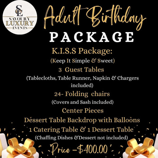 KISS Party Package – Elegant Setup with Tables, Chairs & Decor - Savoury Luxury Events