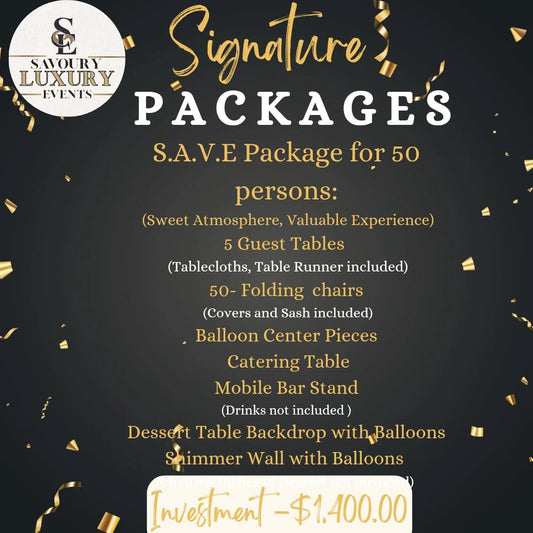 Signature Package for 50 - Savoury Luxury Events